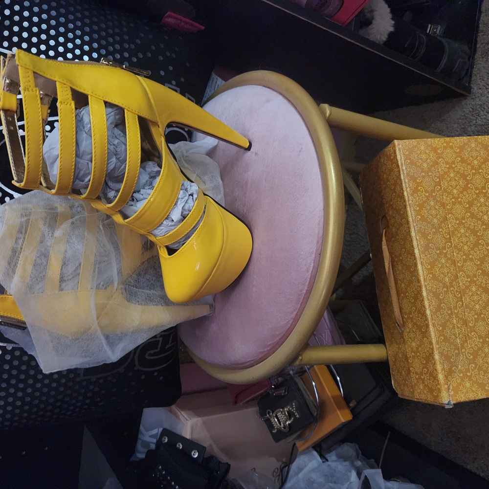 Yellow Strappy High Heels